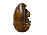 Vintage Oval Egg Shape Wood Relief Carved Buddha Meditation Figure ws4952S