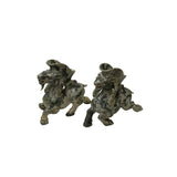 Pair Oriental Stone Carved Ram Wine Cup Holder Shaped Display Figures ws4953S