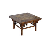 Vintage Rustic Raw Wood-Square Ming Style Apron Low Coffee Table ws4955S