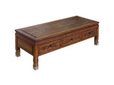 Vintage Natural Wood Pattern Rectangular Drawers Low Coffee Table ws4959S