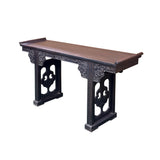 Vintage Rosewood Dark Brown Black Stain Dragon Relief Carving Altar Table ws4960S