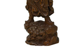 Carved Wood General Guan Yu Warrior Dragon Armor Figurine Sculpture ws4964S