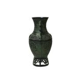 Archaistic Ancient Style Green Bronze Hu Form Ritual Vase Display Art ws4969S