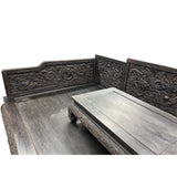 Oriental Dragon Relief Motif Solid Dense Tan Wood Luohan Daybed ws4970S