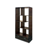 Asian Inspired Asymmetrical Dark Brown Shelving Display Cabinet Divider ws4972S