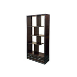 Asian Inspired Asymmetrical Dark Brown Shelving Display Cabinet Divider ws4972BS