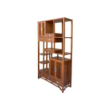 Asian Inspired Asymmetrical Light Brown Shelving Display Cabinet Divider ws4975S