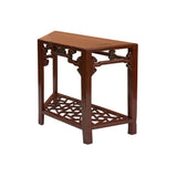 Distressed Reddish Brown Trapezoidal Geometric Lattice Panel Console Table ws4977S