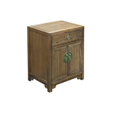Oriental Simple Natural Wood Brown Drawer End Table Nightstand ws4981S