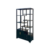 Oriental Asymmetrical Black Lacquer Shelving Display Cabinet Divider ws4985S