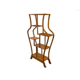 Oriental Light Brown Vase Shape Step Shelves Display Cabinet Divider ws4993S