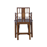 Vintage Brown Lattice Work Hexagonal Narrow Accent Armchair ws4996S