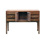47" Brown Wood Grain Pattern Drawers Console Side Altar Table ws4997S
