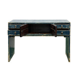 53" Distressed Dark Ink-Blue Drawers Narrow Console Credenza Table ws4998S