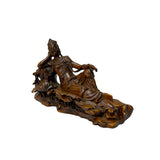 5" Hand-Carved Wood Reclining Bodhisattva Figurine Sculpture Tang Style Art ws5017S