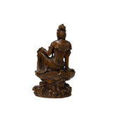 5.75" Hand-Carved Wood Cross Leg Bodhisattva Figurine Sculpture Tang Style Art ws5018S