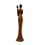 Oriental Brown Wood Carved Slim Artistic Holding Pipa Lady Figure ws5020S