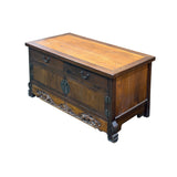Vintage Asian Brown Kirin Motif Low TV Console Cabinet ws5025S
