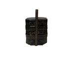Vintage Chinese Black & Gold Lacquered Wood Basket Floral Geometric Motifs ws5027S