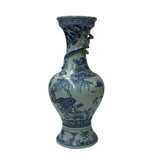 Vintage Blue White Celadon Handpainted Figural Landscape Chilong Dragon Porcelain Vase ws5032S