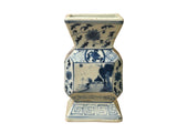 Vintage Pale Blue White Scenery Graphic Square Porcelain Vase ws5036S