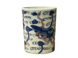 Vintage Blue Red White Foo Dogs Porcelain Small Brush Pot Vase ws5037S