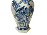 Vintage Chinese Blue White Hexagonal Flower Bird Porcelain Vase ws5038S