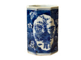 4" Small Octagonal Blue White Flower Vases Graphic Porcelain Art Vase ws5049S