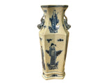 Vintage Rhombus Shape Blue White Eight Immortal Graphic Porcelain Vase ws5052S