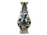 Small Distressed Finish Pear Shape Blue White Graphic Porcelain Vase ws5055S