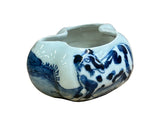 Tiny Small Blue White Oriental Abstract Graphic Porcelain Container ws5058S
