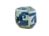 Tiny Small Blue White Oriental Bats Graphic Porcelain Container ws5059S