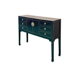 47" Black Wood Grain Pattern 6 Drawers Console Side Altar Table ws5064S