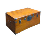 Vintage Oriental Wood Rectangular MoonFace Hardware Trunk Table ws5067S
