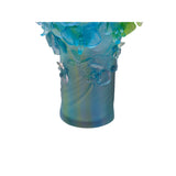 Purple Blue Green Crystal Glass Orchid Blossom Vase Display Art ws5075S