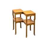 Oriental Two Tier Double Rhombus Light Brown Side Table Stand ws5076S