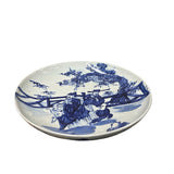 Vintage Large Blue White Scholars Students Graphic Porcelain Plate Display Art ws5077S