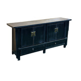 Vintage Distressed Black Hardware Credenza Console Sideboard Cabinet ws5083S