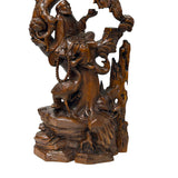 Legendary Sage Damo Bodhidharma on Pine with Crane Wood Art Figure ws5087S