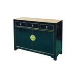 Oriental Black Lacquer 3 Drawers MoonFace Console Credenza Sideboard ws5089S