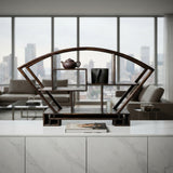 Large Size Chinese Dark Brown Fan Shape Display Curio Stand Easel GB822S