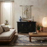Vintage Distressed Black Hardware Credenza Console Sideboard Cabinet ws5083S