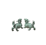 Pair Chinese Rustic Oxidized Patina Fengshui Pixiu Metal Figure GB011S