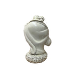 Oriental White Standing Happy Laughing Buddha Ru Yi Bat Porcelain Figure GB020S