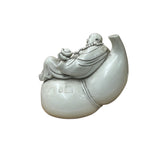 Oriental Distressed White Happy Laughing Buddha Gourd Porcelain Figure GB021S