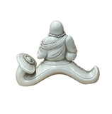 Oriental White Happy Laughing Buddha Ru Yi Porcelain Figure GB023S