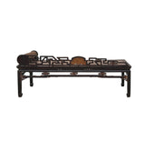 Vintage Chinese Fujian Chinoiserie Style Motif Carving Day Bed Chaise Bench GB030S