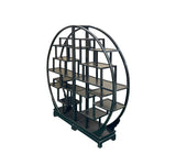 Chinese Black Round Shape Display Curio Cabinet Room Divider GB032S