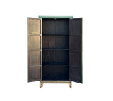 Oriental Distressed Light Teal Green Tall Narrow Noodle Cabinet Armoire GB034S