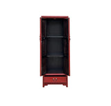 Oriental Classic Slim Red Lacquer Narrow Tall Storage Cabinet GB037S